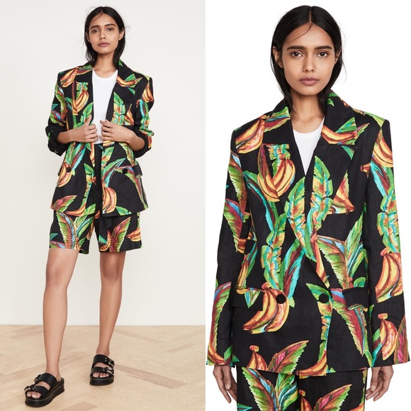 FARM Rio Jackets & Blazers - NWT Farm Rio Preta Banana Linen Blazer